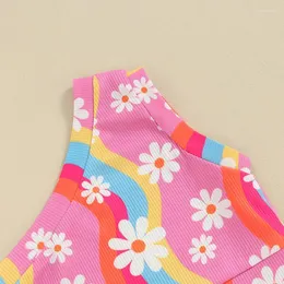 Одежда наборы Kupretty Baby Girl Summer Olding одежда для малышей колокольчики наряды набор цветочных брюк с цветочными брюками.