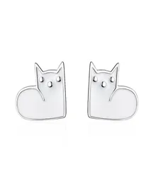 TT197 S925 Sterling Silver Needle Super Cute Cats Ear Stud Earrings Female Personality Epoxy Black Cat Jewelry For Young Girl Gif6944258