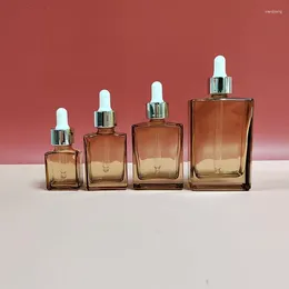 Бутылки для хранения Yuxi Pearlescent Color Cropper Бутылка густое дно плоское плечо стеклянное стекло эфирное масло.