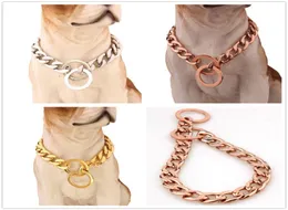 15MM Customized 316L Stainless Steel SilverGoldRose Gold 11 NK Cuban Chain Pet Dog Collar Choker Necklace 1234quot6263631