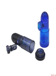 Plastic bullet snuff acrylic dispenser rocket metal bullets snuff 4 colors 48mm for snorter mini smoking pipe hookah pipes3381555