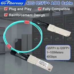 QSFP+ 40G CABLE CABLE QSFP к QSFP Активный оптический кабель MPO QSFP Модуль 1M ~ 100M OM3 OM4 Оптово -оптический кабель.