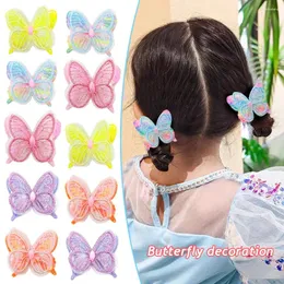 Hårtillbehör 10st söta spetsfjärilklipp för flickor bågar Applique Kids Hairpins Barrette Ornament Clip Headwear