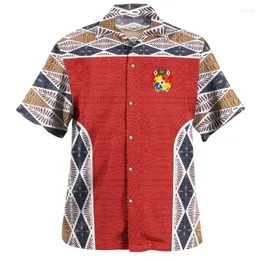 Camisas casuais masculinas 3d The Kingdom of Tonga National Flag Men Coat Arm Emblem Gráfico de roupas curtas de curta