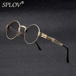 Солнцезащитные очки Splov New Fashion Retro Steampunk круглые металлические солнцезащитные очки для мужчин и женщин двойная весенняя нога красочные очки UV400 D240429