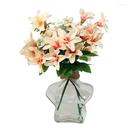 Flores decorativas 10pcs lírio artificial Flor Diy Bouquet Pacote Pacote em vasos de jardim Decoração adequada para pais