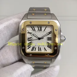 2 Stil Authentisches Bild Automatische Herren Watch Herren 100 xl Römische Zifferblatt 18k Gelbgold Zwei -Ton -Stahlarmband Mechanische Sportmänner Uhren Armbanduhren