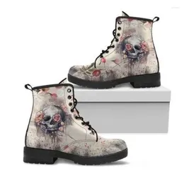 Fitness Shoes Print Digital Autumn Lady High Top Skull Pattern Boot 2024 Boots Women Fashion Fashion Work