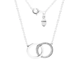 CKK Circles Halsband Real 925 Sterling Silver Link Chain Halsband hängen för kvinnor Fina smycken krage6031970