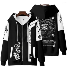 Erkek Hoodies 3D Anime Nier Otomata 2B Yorha No. 2 Tip B 9s 9 S Cosplay Unisex Costume Hoodie Zipper Ceket Out Giyim