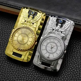 Metal Zinc Alloy Without Gas Refillable Multi Function Feuerzeug Clock Windproof Torch Jet Flame Cigarette Cigar Lighters