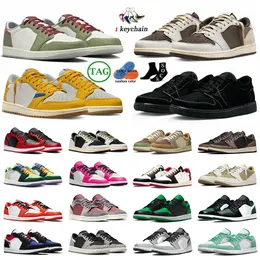 1S Low Classic Jump Man 1 Outdoor Basketball Shoes Sports Balck Phantom Canary Olive Dragon Wolf Gray Men Womens Prapment Jump1s Grougging 36-47