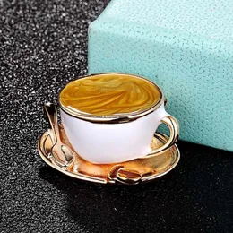 Brosches Donia Jewelry Coffee Cup Spoon Disc Shape Party Brosch Pins For Women and Men Punk Hijab Year's Gift