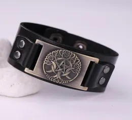 Tree Of Universe Nordic Hexagram Amulet Bracelet Mens Designer Jewelry Black And Brown Genuine Leather Bracelets5534310