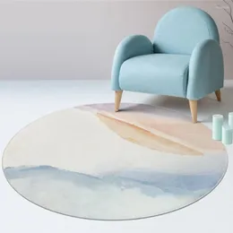 Tappeti Nordic Morandi rotonda moquette soggiorno decorazione non slip tappeti astratti sedia da stampa inchiostro tappetino da letto