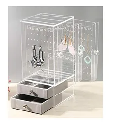 Clear Acrylic Jewelry Organizer Storage Box Display Stand for Girls Gift Women Earring Ring Box Rack med lådarmbandhängare2968632