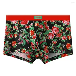 MUITAS PONTAS Mens Sexy cintura média fina de flores finas estampadas de roupa íntima cueca calcinha calcinha shorts macios macios sem costura