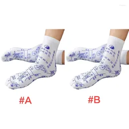 Women Socks Men Acupressure Reflexology 2 Toe Split Foot Massage Pain Relief Meridian Hosiery With Acupoints Chart