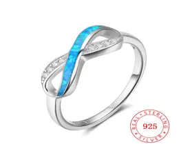 Cina genuina 925 anello sterling in argento sterling infinito amore infinito donne dono di alta qualità blu antincendio opal infinito design impegno RIN4105923