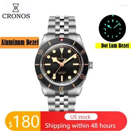 Armbandsur Cronos BB54 Vintage Luxury Men's Watches 37mm Diver SW200 Automatisk Maaluminum Bezel Female End 5 Links Armband 200M L6024