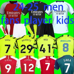24 25 Saka Soccer Jerseys G. Jesus Odegaard Rice Havertz Strzelcy Smith Rowe Nketiah Zinchenko Saliba Trossard Football Shirt Men Kid Kit 16-4xl