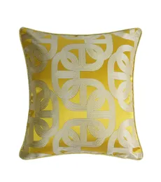 Contemporary Yellow Geometric Interior Decorative Pillow Case Square Floor Sofa Chair Home Deco Jacquard Woven Bedding Cushion Cov7922246