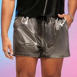 Herren Shorts Sommer 2024 Männer lässige elastische Dachzug Tailentaschen Hip-Hop-Stil glänzende Oberfläche locker Fit