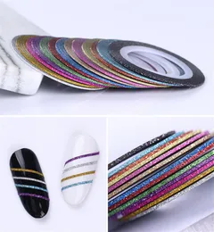 3D DIY Nail Striping Tape Line مجموعة ملونة ملونة ملصق ملصقات ملصقات متعددة الألوان DIY تصميم فن الأظافر Decoration307P3727702