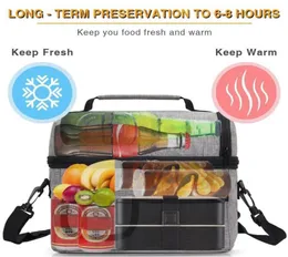 Bolsa térmica isolada homens homens multifuncionais 8L mais refrigerado e aquecedor de manter a lancheira à prova d'água à prova d'água Black Y2004298892490