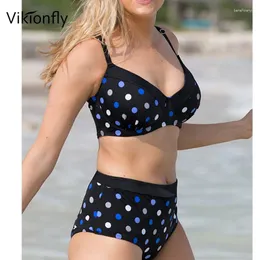 Kvinnors badkläder Vikionfly Super Push Up Plus Size Bikini Kvinnor 2024 Underwire High midja baddräkt Stor baddräkt 4xl svart