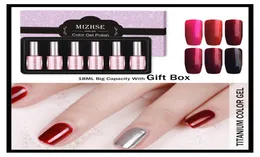 Mizhse Titanium Nail Nail Polish Soak Off UV LED Glitter Dail Polish Rose Red Mirror Effect Gel Lacquer Lucky Art Design2658096