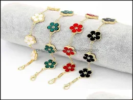 Link -Kette Trendy Vintage Charm Clover Armband Colorf Damen 5 Pflaumen Bosom Blumen Schmuck Schmuck für Frauen Drop Lieferung 2021 B138618