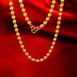 Halsschmuck Hochqualität echte goldene Perlen Halskette 999 Solid Ball Chain 24K Boss Au750 Fortunemem -Erstellung für Männer und Frauen 240422