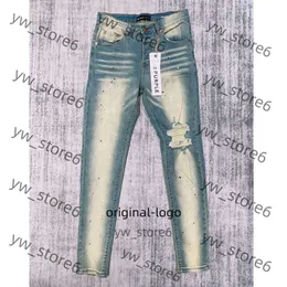 Lila jeans män jeans designer lila märke mens manliga ljusblå lila märke jeans high street denim målar graffiti mönster skadade rippade mager byxor 2684