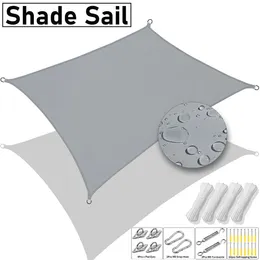 300D Waterproof Gray Square Rectangular Shade sail Outdoor Garden Swimming Pool Awning Camping Hiking Sun shelter 240417