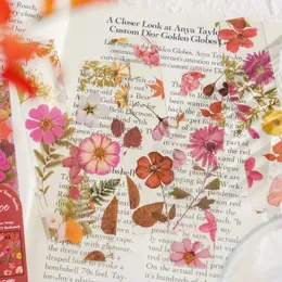 5pcs Four Seasons Flower Travel Series Bookmark PVC Translúcida Livro de leitura Mark Retro Página Marcador de artigos de papelaria 240428