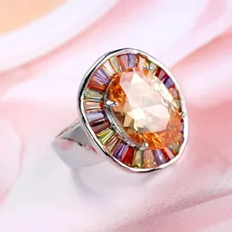 Rings de cluster Sodrov Luxury Jewelry Ring Champagne Crystal Crystal Colorful Zircon noivado de casamento para mulheres