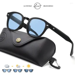 Occhiali da sole LM Fashion Picchromic Donne uomini polarizzati Blu Dritta