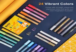 Arrtx 24 Colors Set Acrylic Permanent DIY Paint Marker pen Wildly Used on Canvas Glass Ceramics Wood Painting 2011276705600