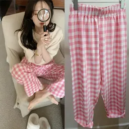 Calça de pijama da cintura elástica de roupas de dormir feminina calças de pijama confortáveis, mulheres soltas, mulheres de sono sono largura de largura no verão para meninas