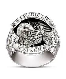 Fevereiro da marca Palavras esculpidas de motociclista americano Ring Motorcycle Dom Eagle Animal Jewelry Hip Hop Rock Presente para o namorado P1787060
