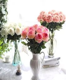10pcslot Свадебные украшения настоящие сенсорные материалы искусственные цветы розовые букет домашнее декора