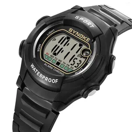 Armbandsur mens vattentät digital sport klockor bred skärm lätt läst display militär stil synoke märke