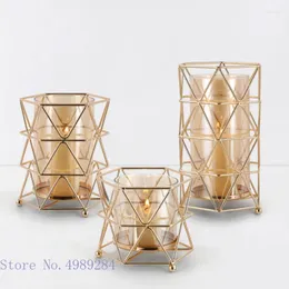 Candele in metallo Cangolare pallet in vetro GEOMETRY GEOMETRY GOLDEN HOLDEN Desktop Craft Ornaments Decorazione per la casa