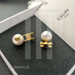 Big Pearl Celi Letters Letters Designer Kolczyki dla kobiet złote ćwieki eleganckie urok Diamond Double Side Ball Aretes Celinr Earme Earring Ear Pierścienia Biżuter