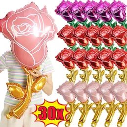 Parti Dekorasyonu 5/30 PCS Mini Gül Çiçek Balon Şekli Alüminyum Folyo Sevgililer Gündüz Dekor DIY çelenk Düğün Tedarik