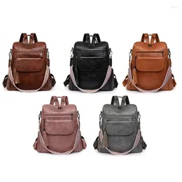 Rucksack elegante Frauen Vintage -Umhängetasche Casual Daypacks PU Lederhandtasche für Schulbüro Universität Outdoor