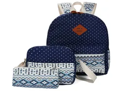 Yeni Kids Okul Çantası Tuval Backpack 3 PCSSET kadınlar Okul Backpacks Gençler için Okul Çantası