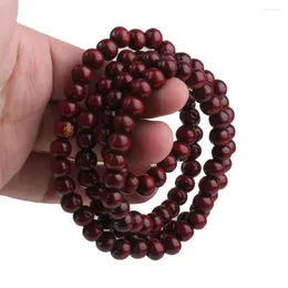 سلاسل المفاتيح سلسلة الصلاة الخشبية 108 PCS Buddha Buddhist Mala Bracelet Purple-Like Red