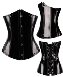 Top Plus Size Corselet New Ladies Slimming Sexy Pvc Lingerie Plastic Steel Boned Corset Wide Underbust Waist Belt Corset9823387